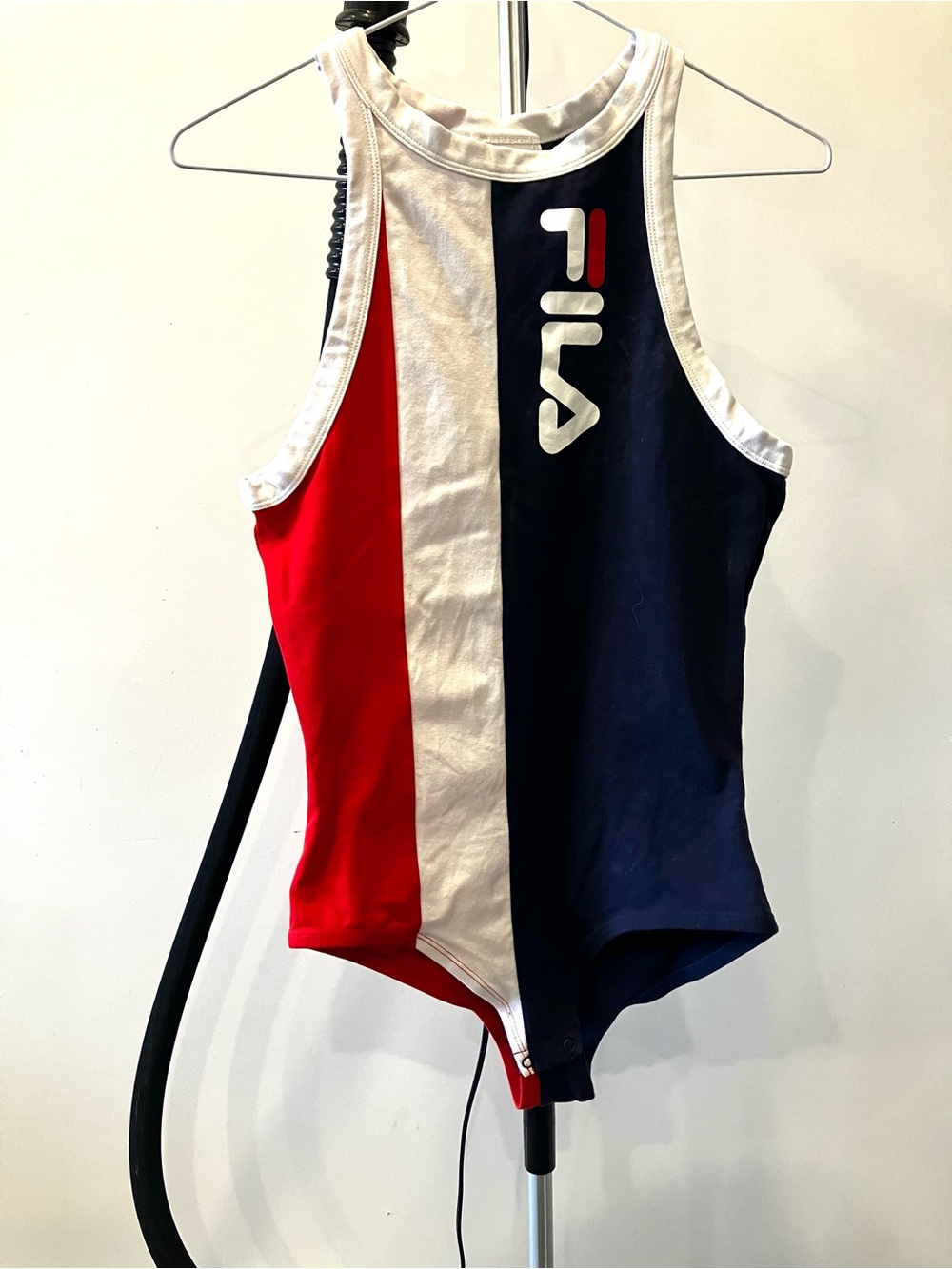 FILA Red White Navy Colorblock One-Piece in size small